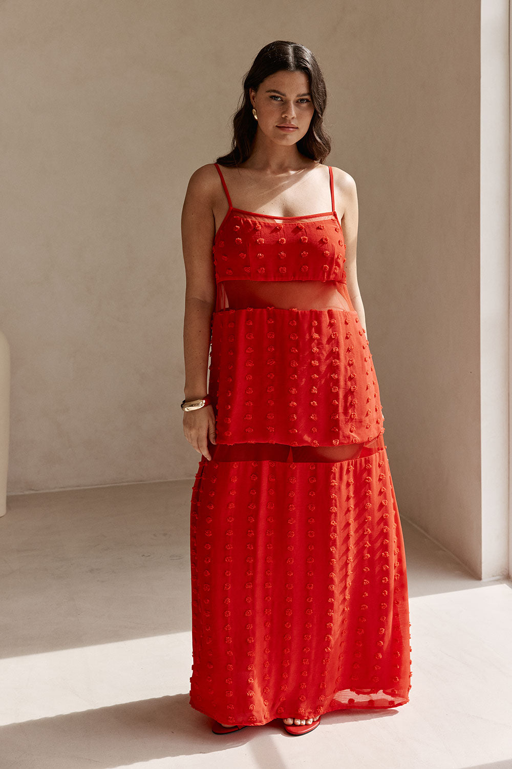 Red Polka Dot Panel Maxi Tassia Dress SABO Red Polka Dot Panel Maxi Tassia Dress SABO