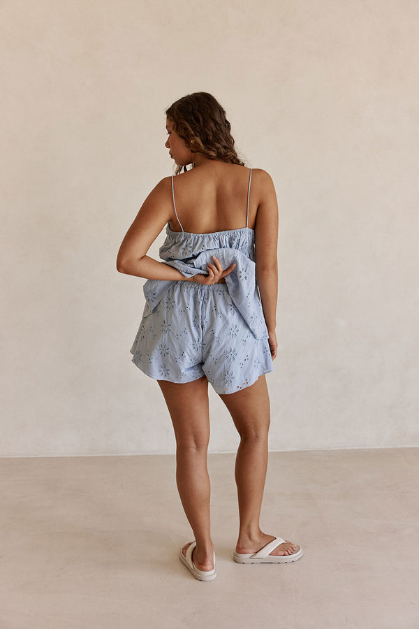 Octavia Shorts - Blue Broderie