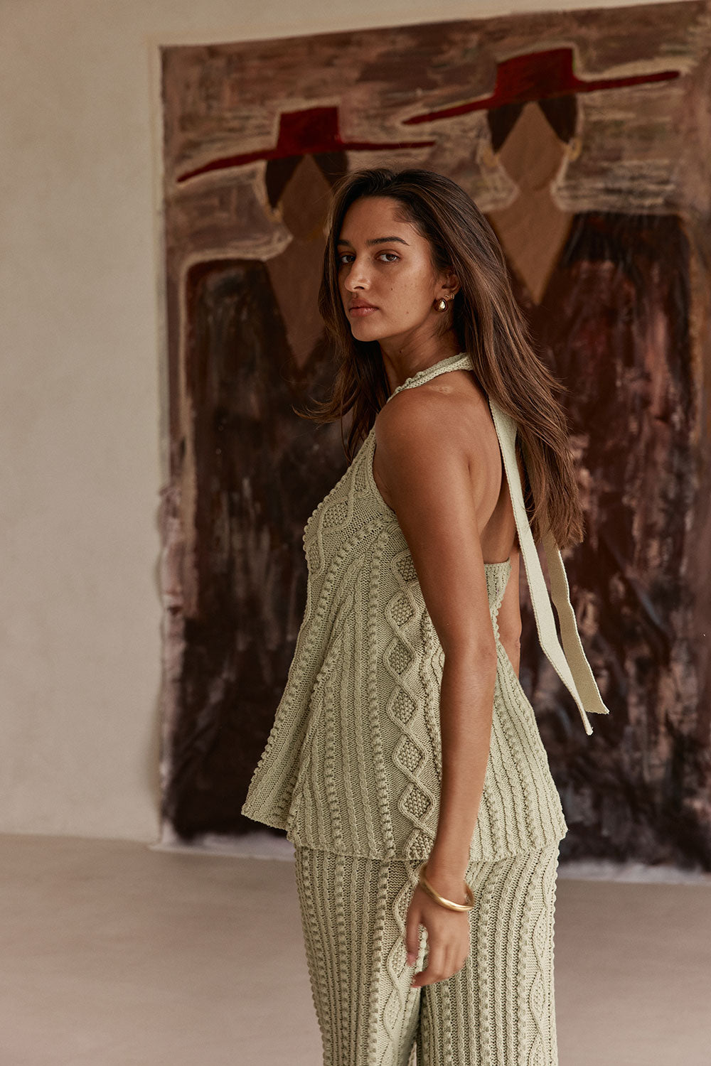 Green Cotton Knit Halter Azari Top – SABO