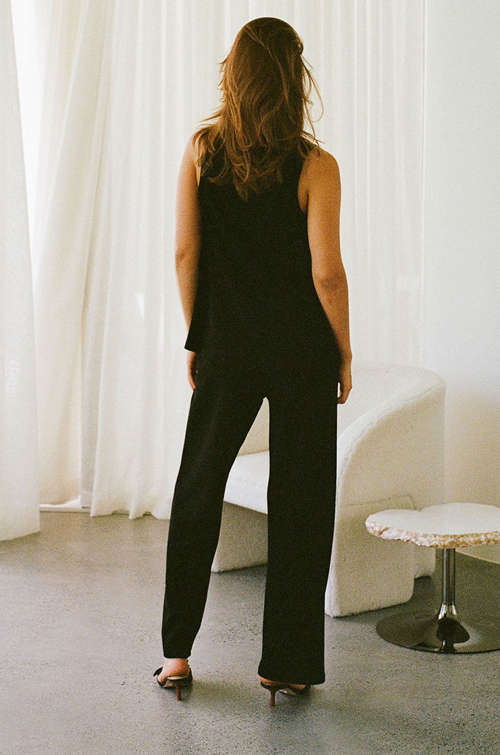 Black Ribbed Knit Wide Leg Lana Pants – SABO