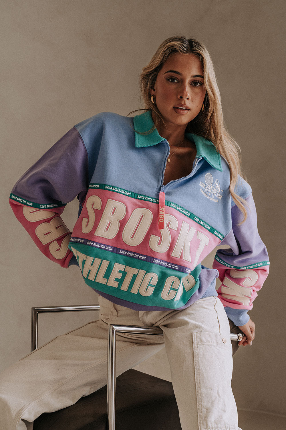 LGB アイボリー ジッパージャケット S Pastel Pink Oversized Vintage Abbey Road Sweater – SABO