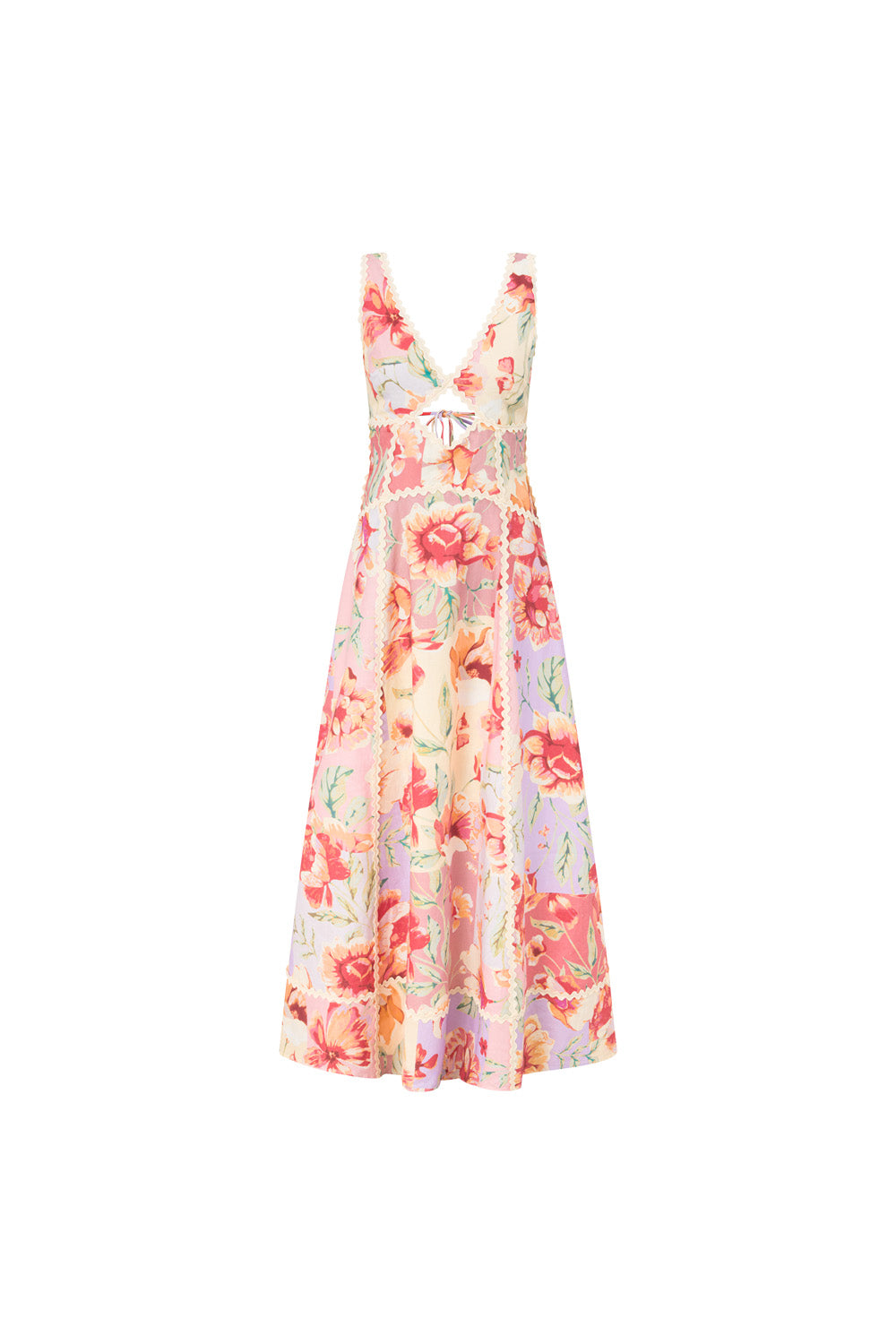 Pink Desert Rose Print V Neck Maxi Evia Dress – SABO