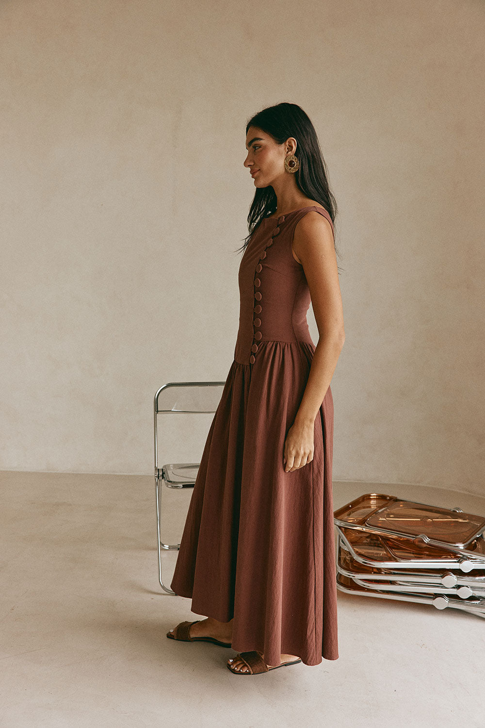 chocolate brown fall dress Anderson Maxi Dress, in Chocolate Luxe Satin, Size: Small | Show Me Your Mumu