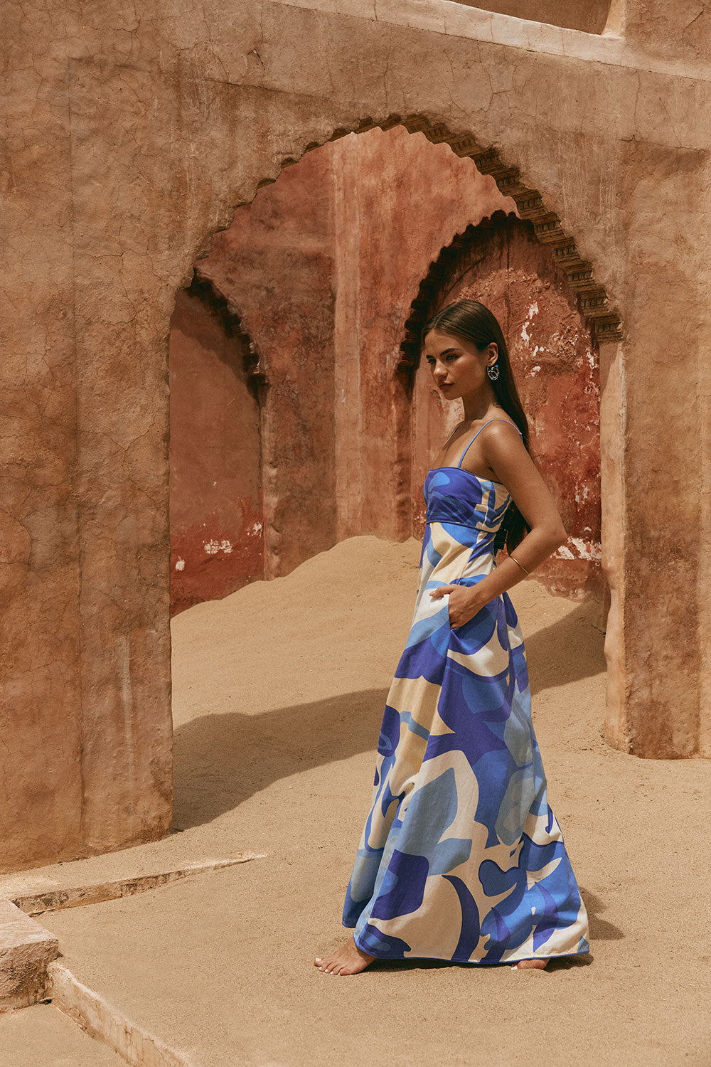 Valley Blue Print Strappy A Line Maxi Tasmin Dress XXS | by SABO Valley Blue Print Strappy A Line Maxi Tasmin Dress XXS | by SABO