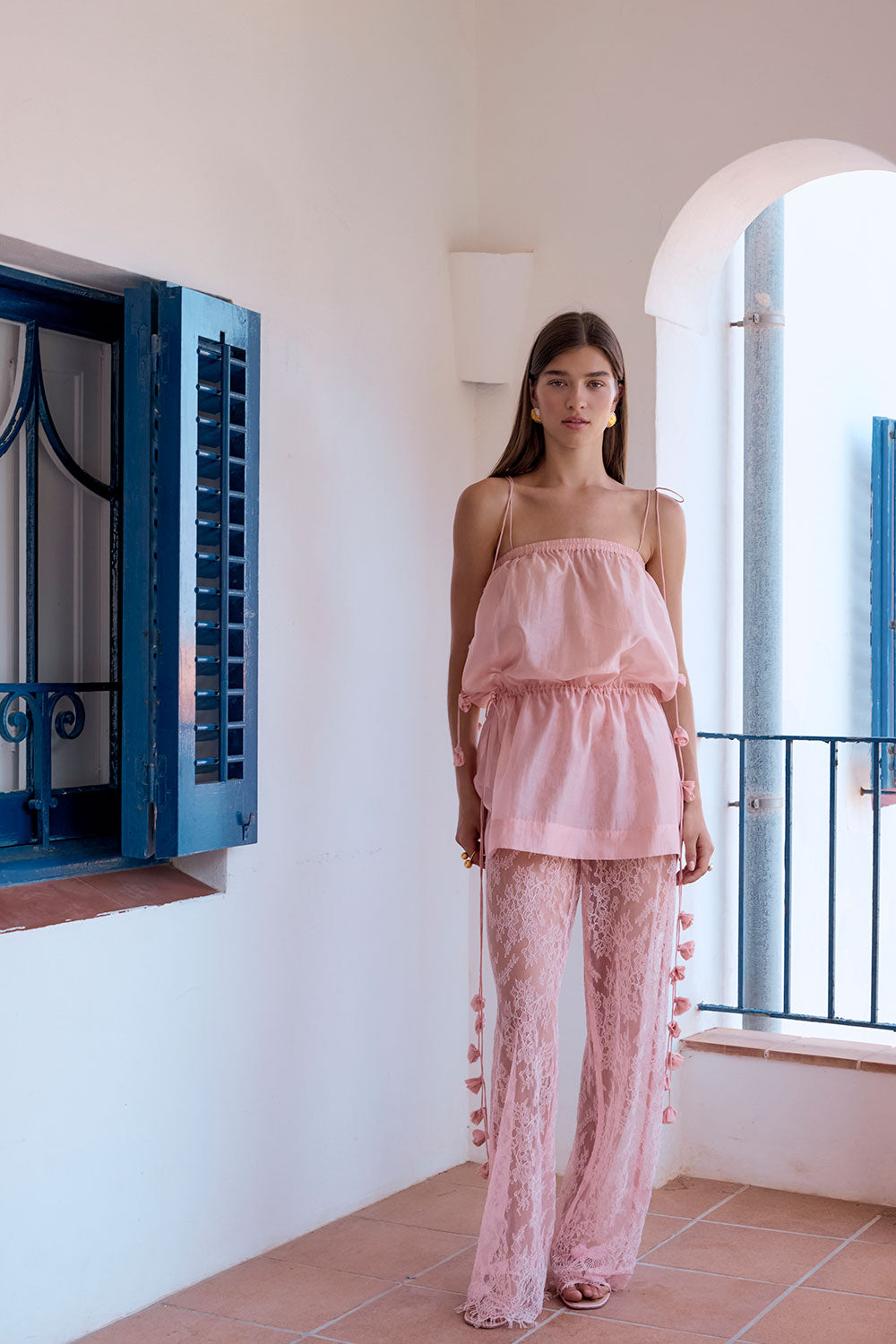 Blush Pink Lightweight Ruched Gemini Top – SABO