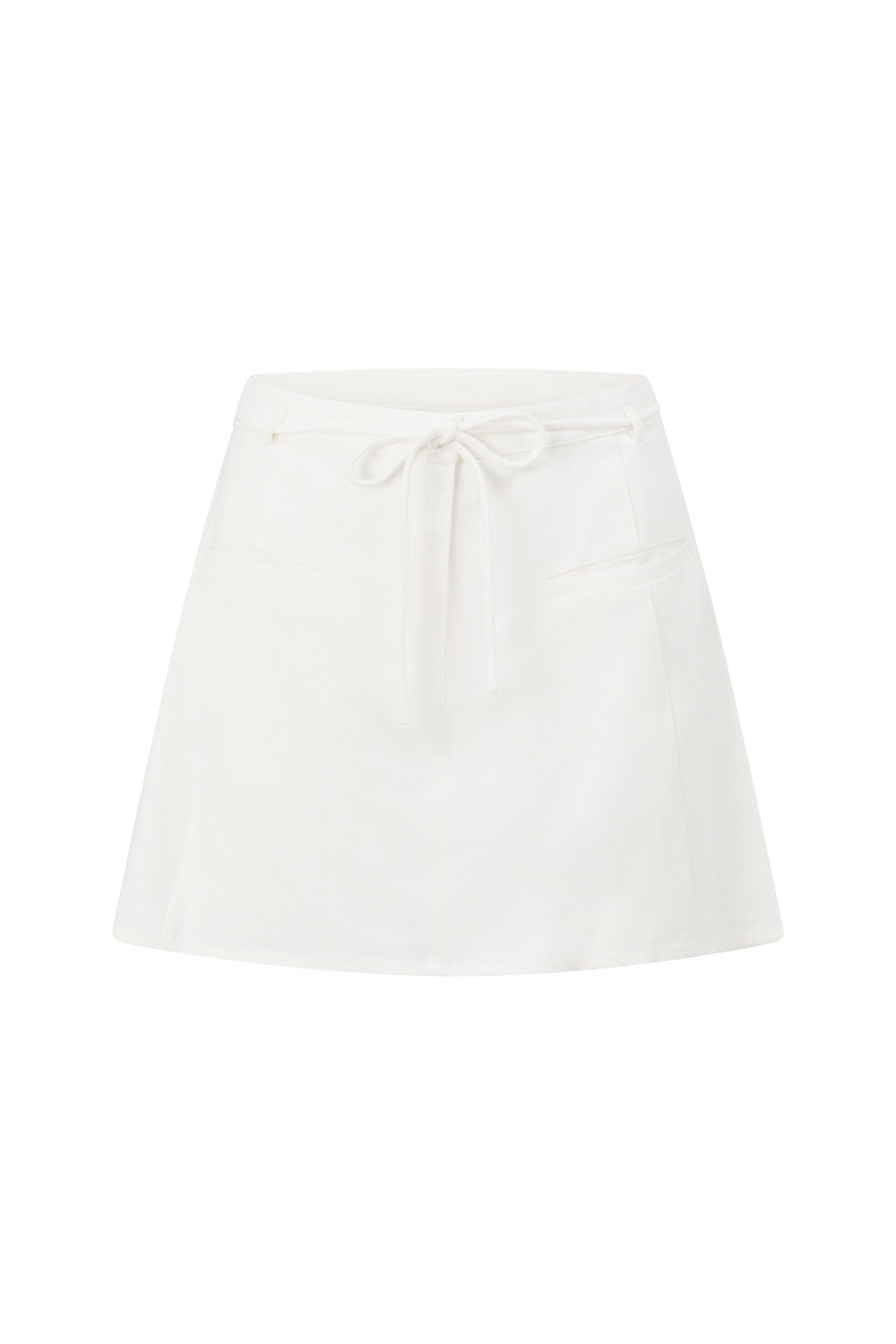 White Twin Pocket Drawstring Mini Davina Skirt – SABO