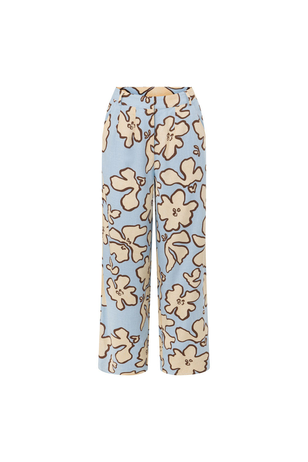 Blue Outline Floral High Waist Pocket Iras Pants – SABO