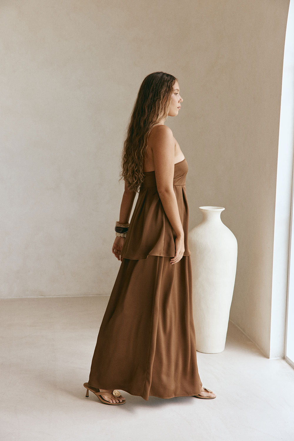 Chocolate Brown Strapless Maxi Indra Dress XS | by SABO Chocolate Brown Strapless Maxi Indra Dress XS | by SABO