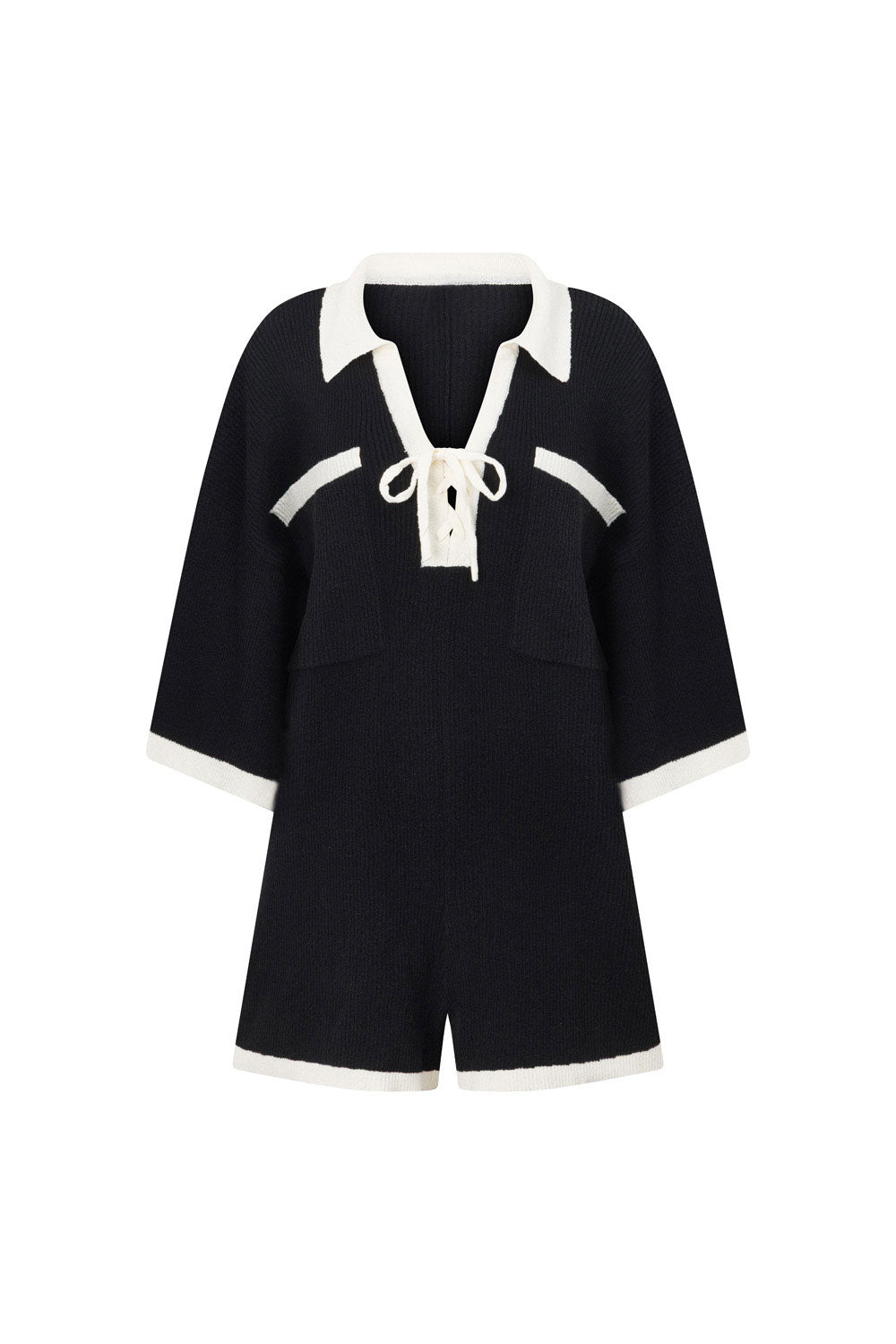 Black Collar V Neck Sammi Playsuit – SABO