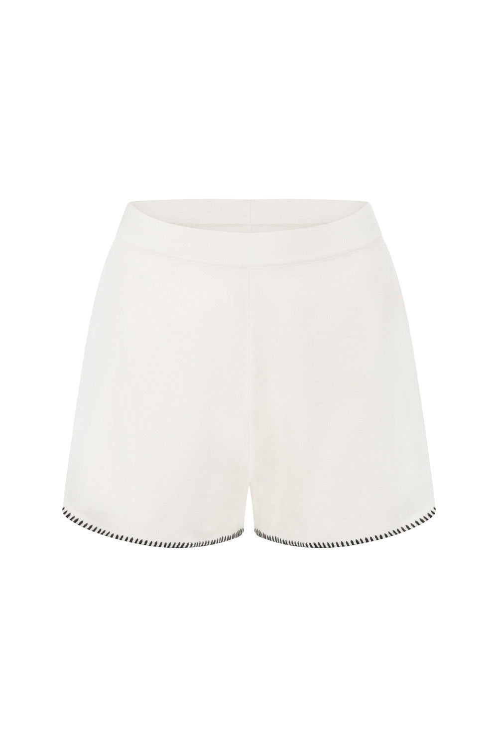 White Knit High Waist Elastic Alara Shorts – SABO