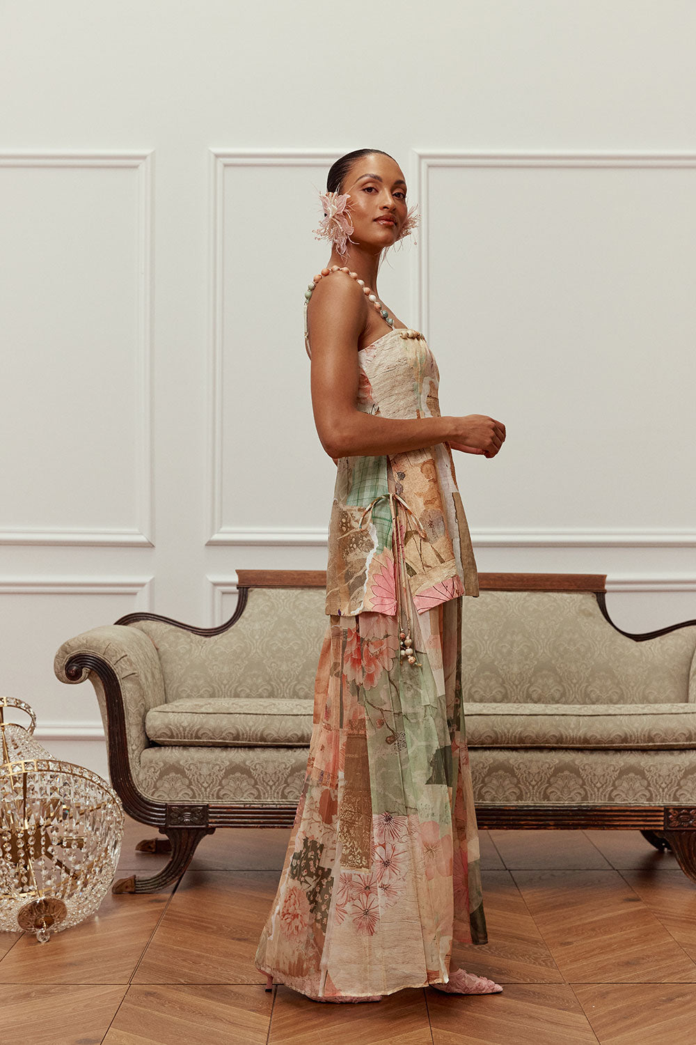 Green Strato Print Flared Maxi Catalana Dress – SABO
