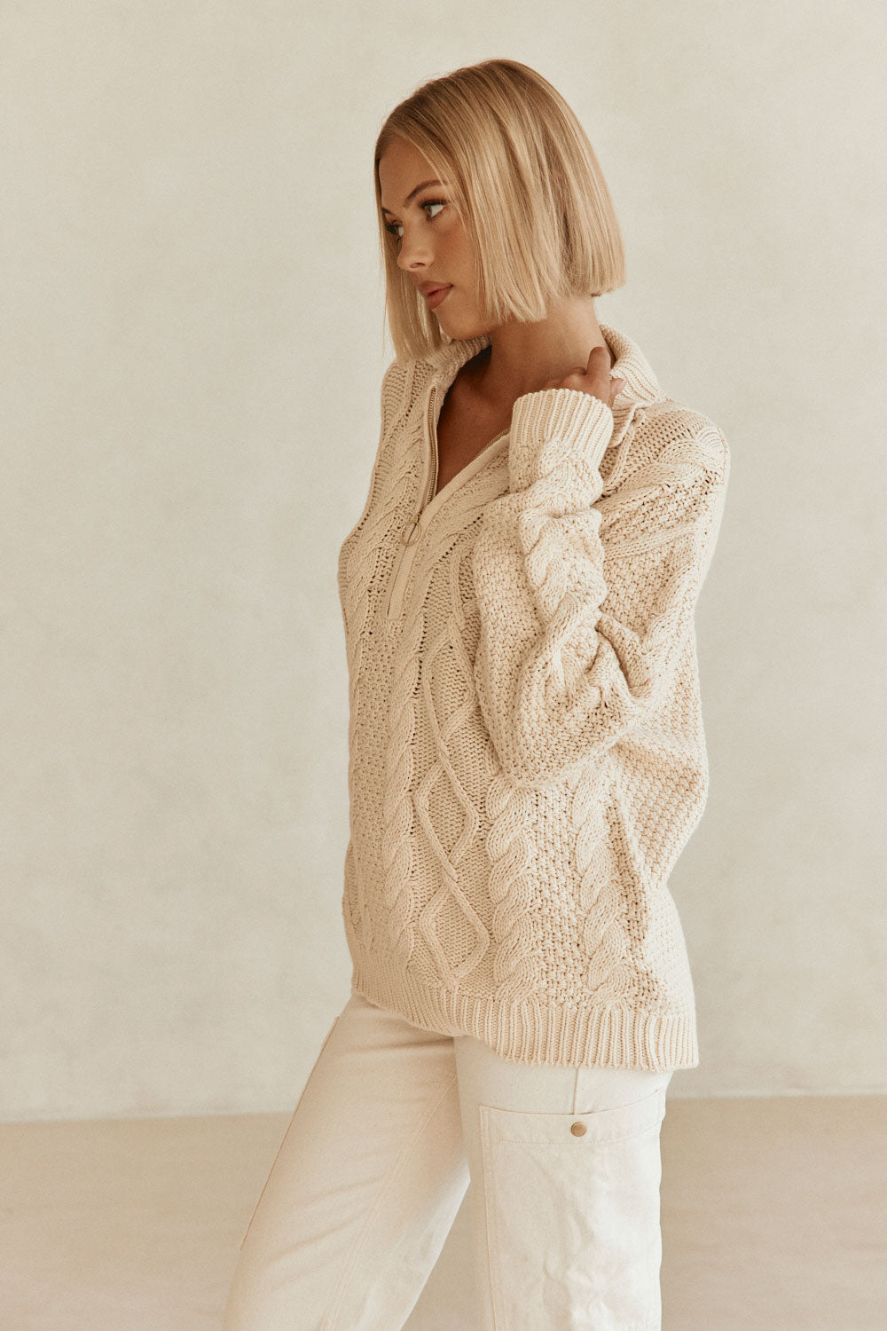 Cream Knit Long Sleeve Karla Top – SABO