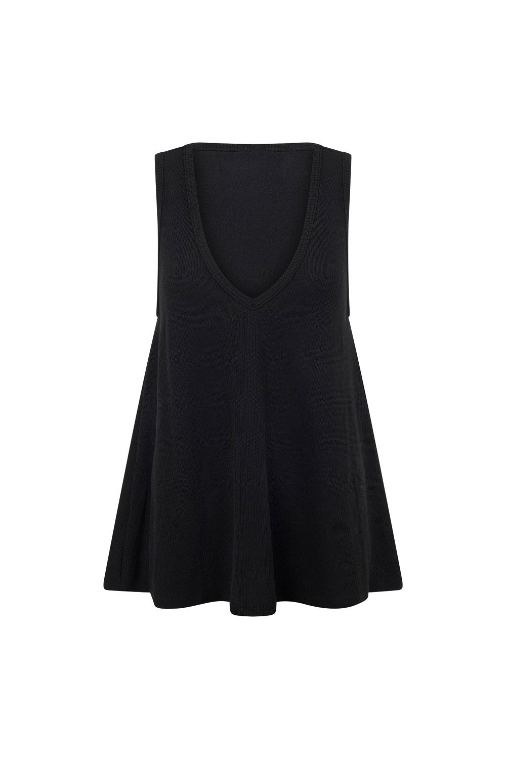 Black Ribbed Knit V Neck Lana Top – SABO