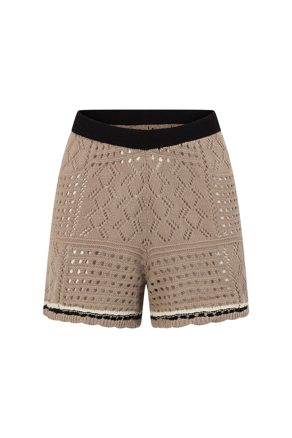 Brown Crochet Knit High Waist Elexa Shorts – SABO