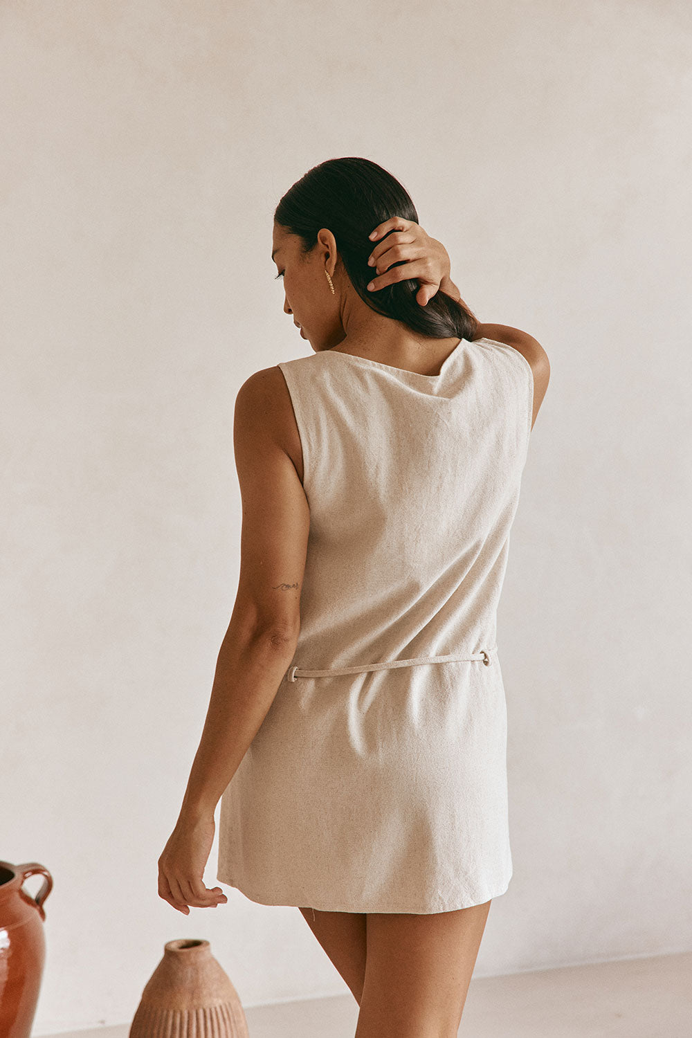 Beige Button Up Mini Alianna Dress XXXL | by SABO Beige Button Up Mini Alianna Dress XXXL | by SABO