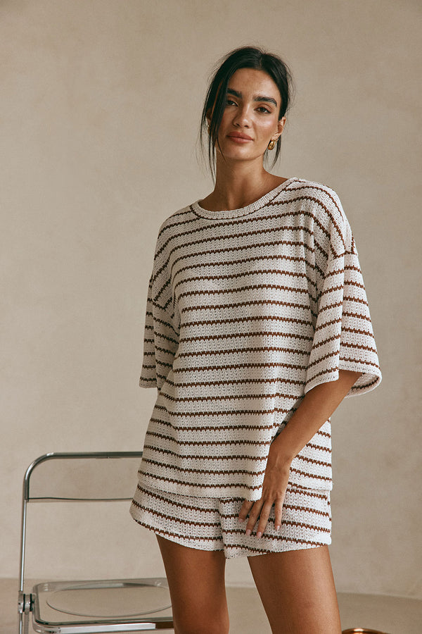 Wanderer Top - Chocolate Stripe