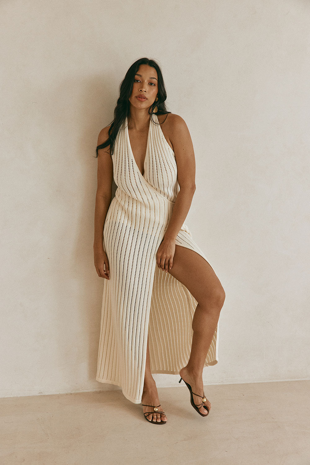cream knit wrap dress Cream Knit Wrap Mini Kyoto Dress XXS