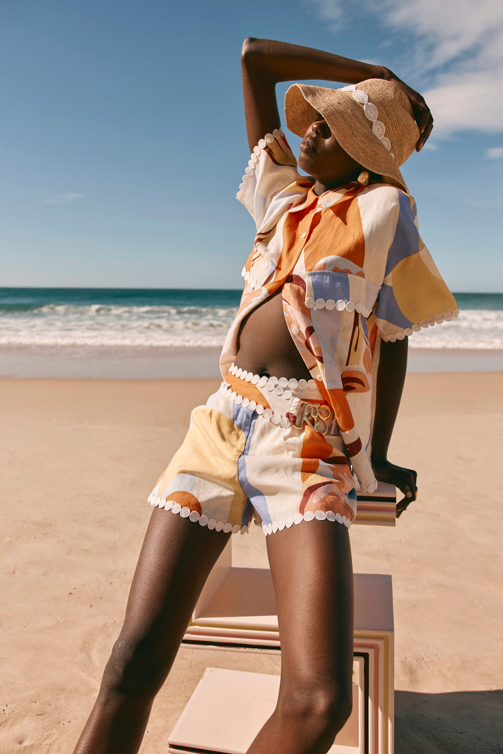 Orange Estivo Dusk Print Wrap Belt Francesca Shorts – SABO