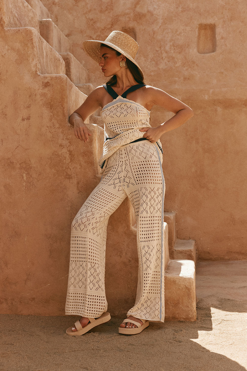 Cream Patch Crochet Knit High Waist Matilda Pants – SABO