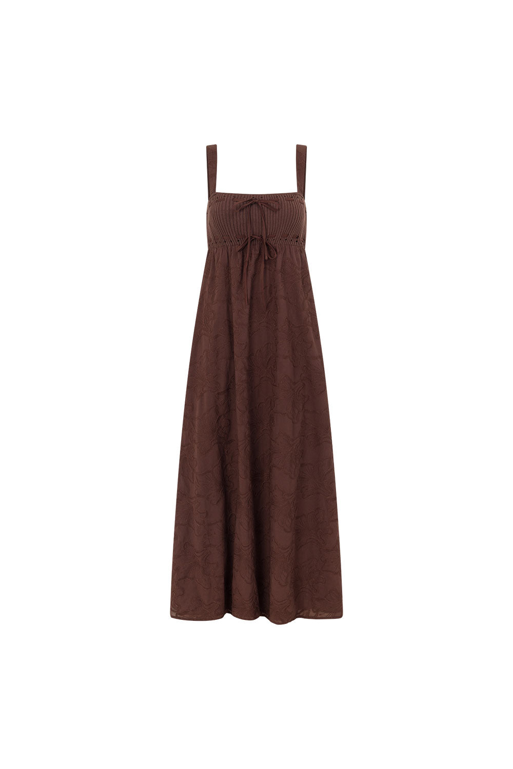 Chocolate Motif Ribbed Broderie Maxi Gia Dress – SABO