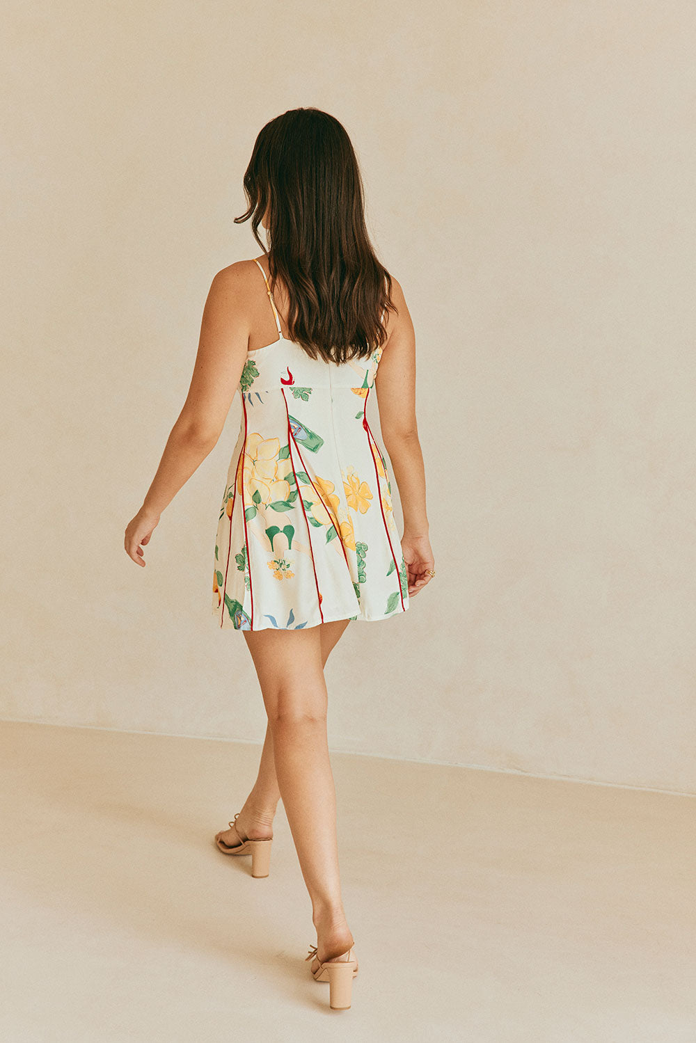 Tiana Front Tie Thin Strap Mini Dress - White, Yellow, Green