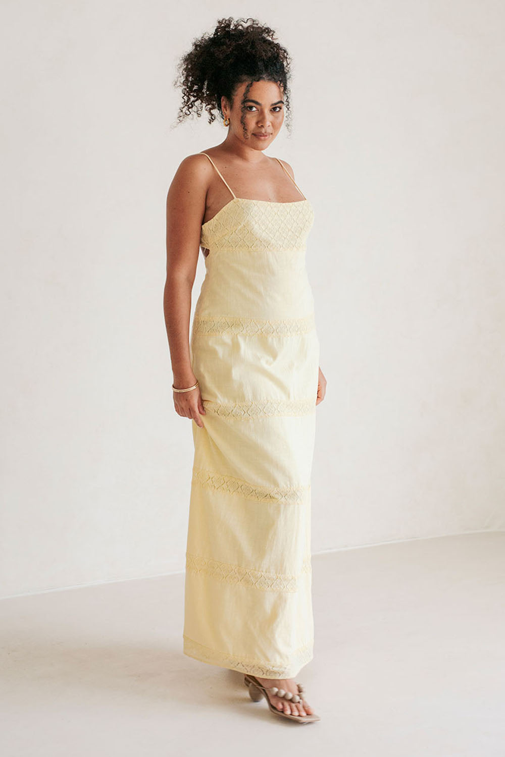 cotton strappy maxi dress Loft Haven Well Within Organic Cotton Poplin Strappy Maxi Dress Size Medium Straw Women's