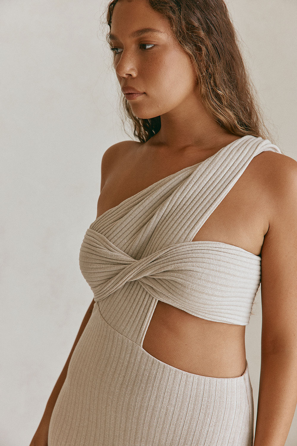 one shoulder tan dress Tatiana Velvet One Shoulder Maxi Dress | Champagne