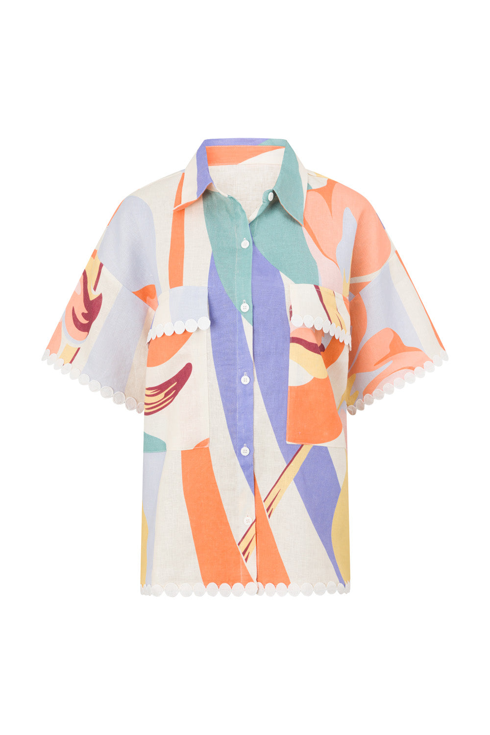 Orange Estivo Dusk Print Button Up Francesca Shirt – SABO