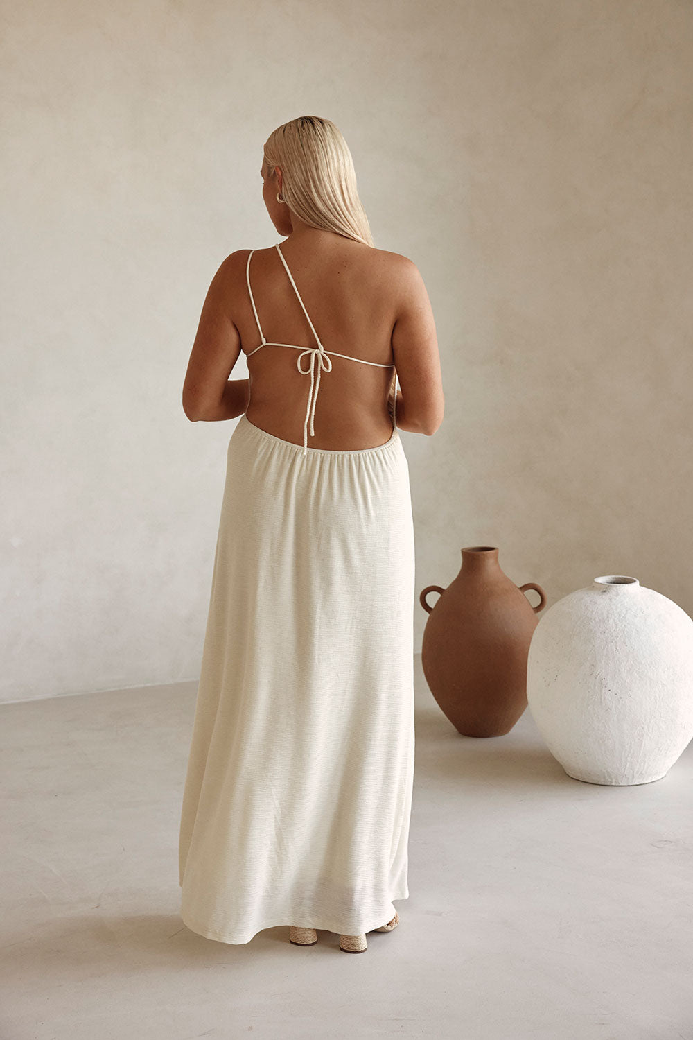 Bridal Cream One Shoulder Backless Maxi Emilee Dress XXL