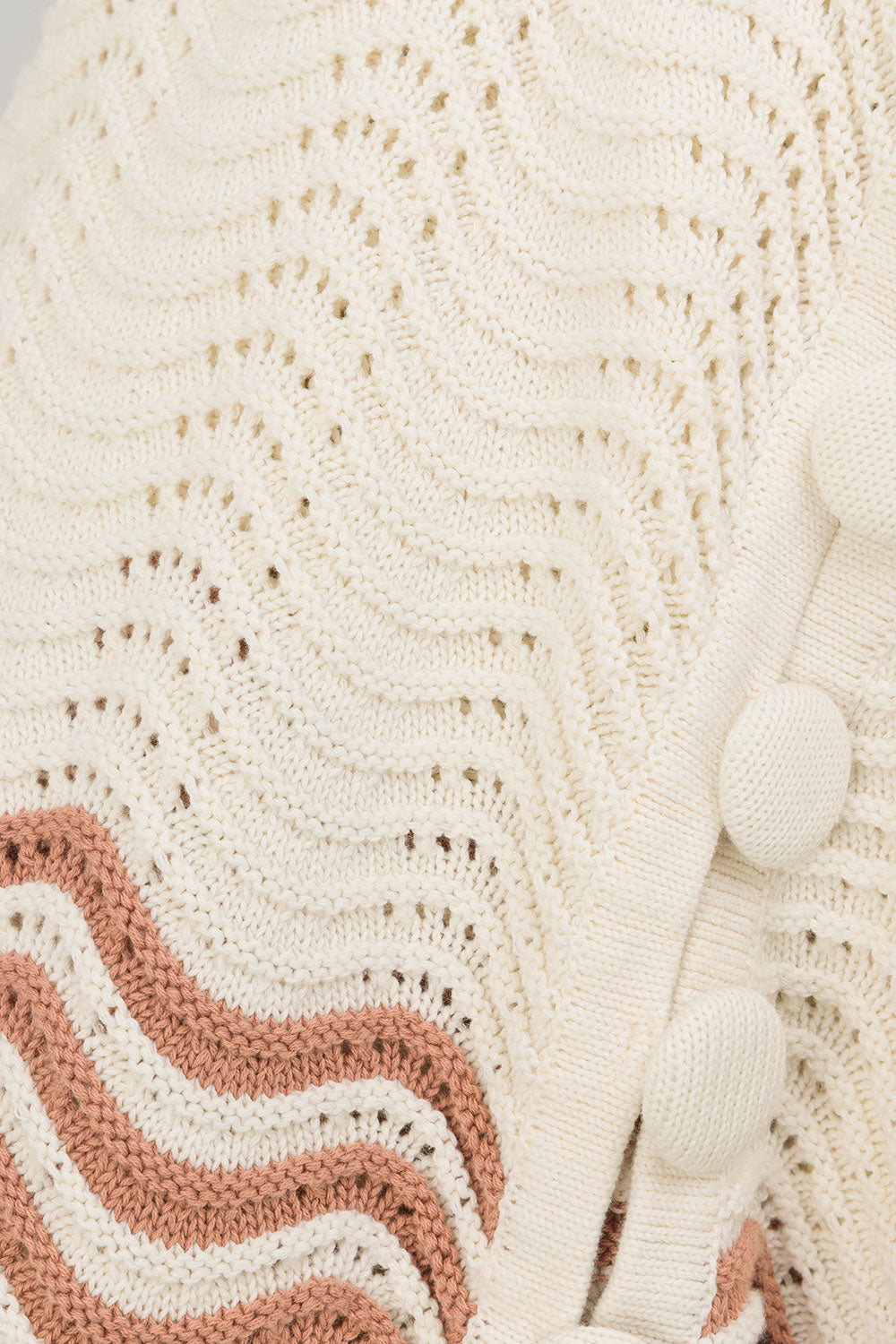 Cream Wavy Cotton Knit Button Up Janaya Top – SABO