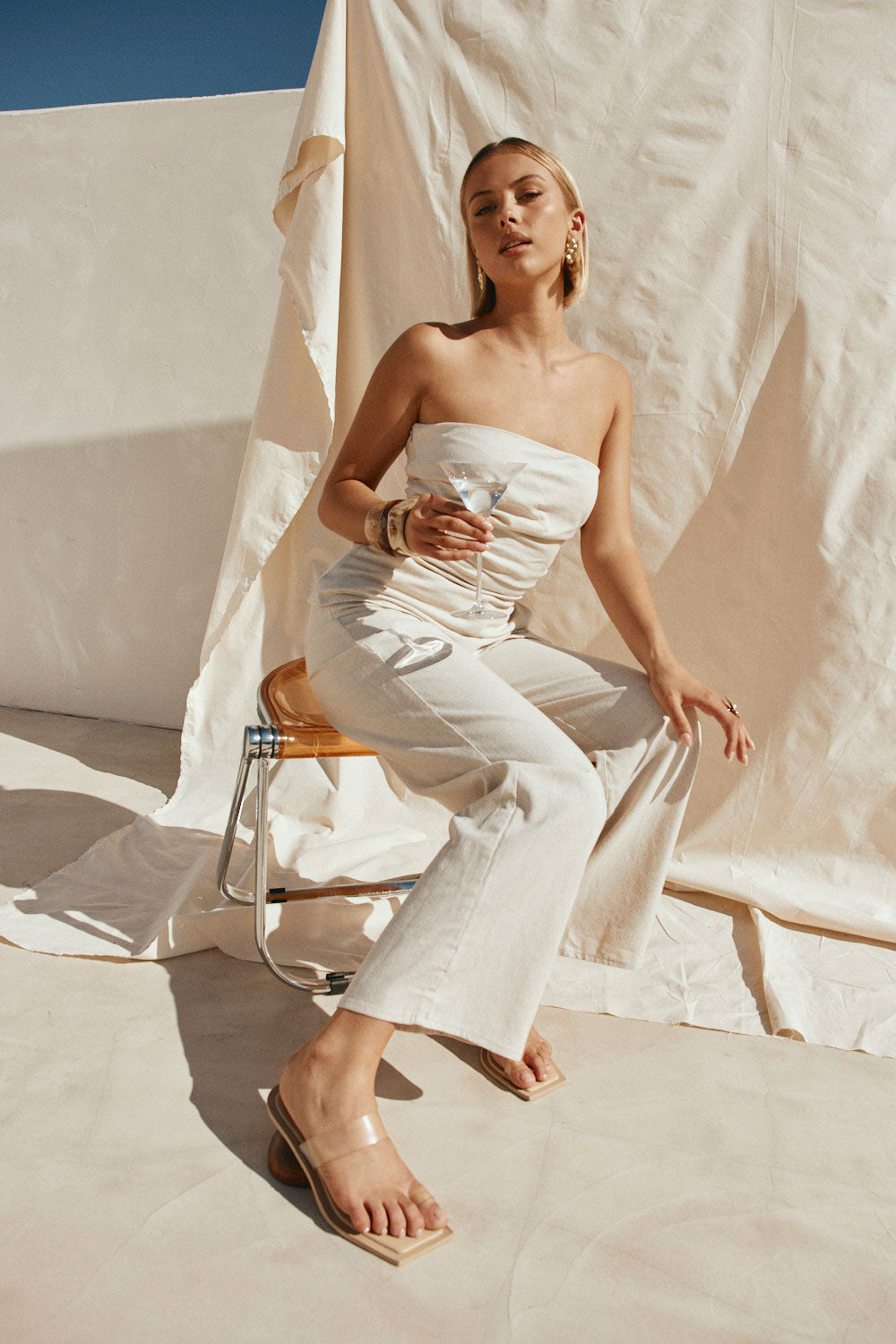 andmary Loose ribbon slacks beige PANTS
