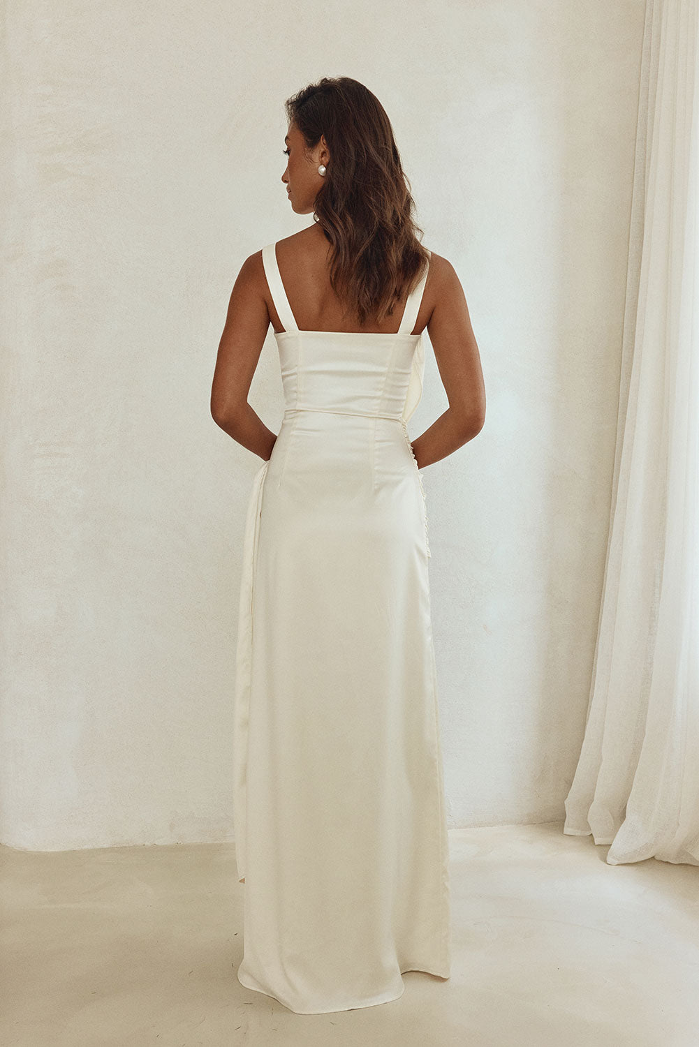 Bridal Cream Silky Draped Maxi Isadora Dress S | by SABO Bridal Cream Silky Draped Maxi Isadora Dress S | by SABO