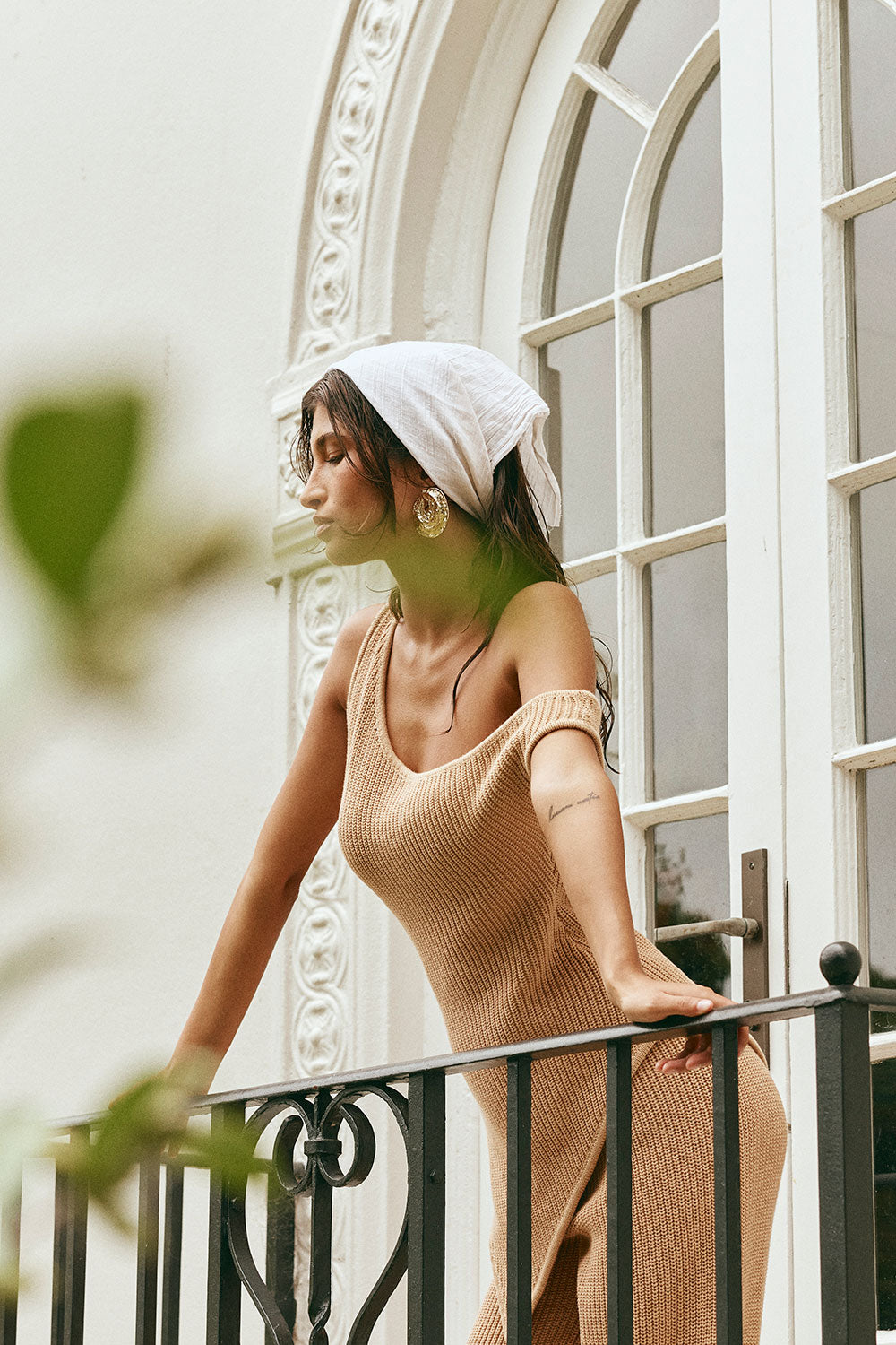Tan Knit Off Shoulder Sienna Top – SABO