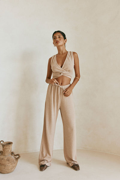Tan High Waist Elastic Drawstring Sierra Pants – SABO