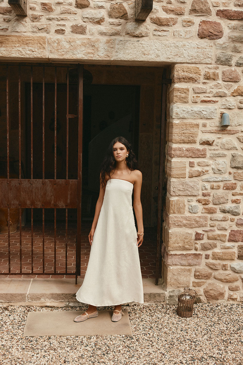 Beige Strapless Cut Out Side Split Maxi Belen Dress XL | by SABO Beige Strapless Cut Out Side Split Maxi Belen Dress XL | by SABO