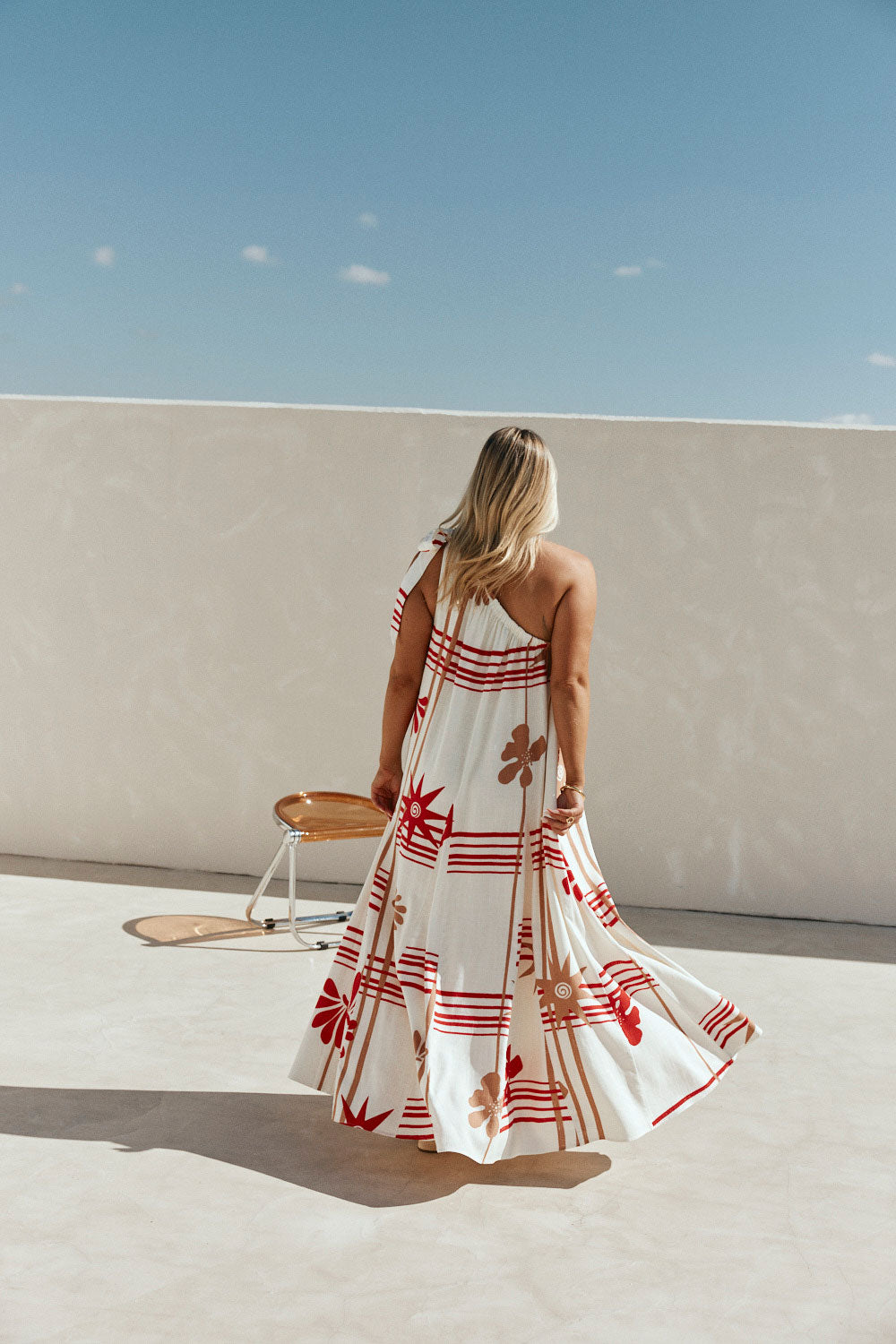 Cream Moana Red Print One Shoulder Maxi Avani Dress – SABO