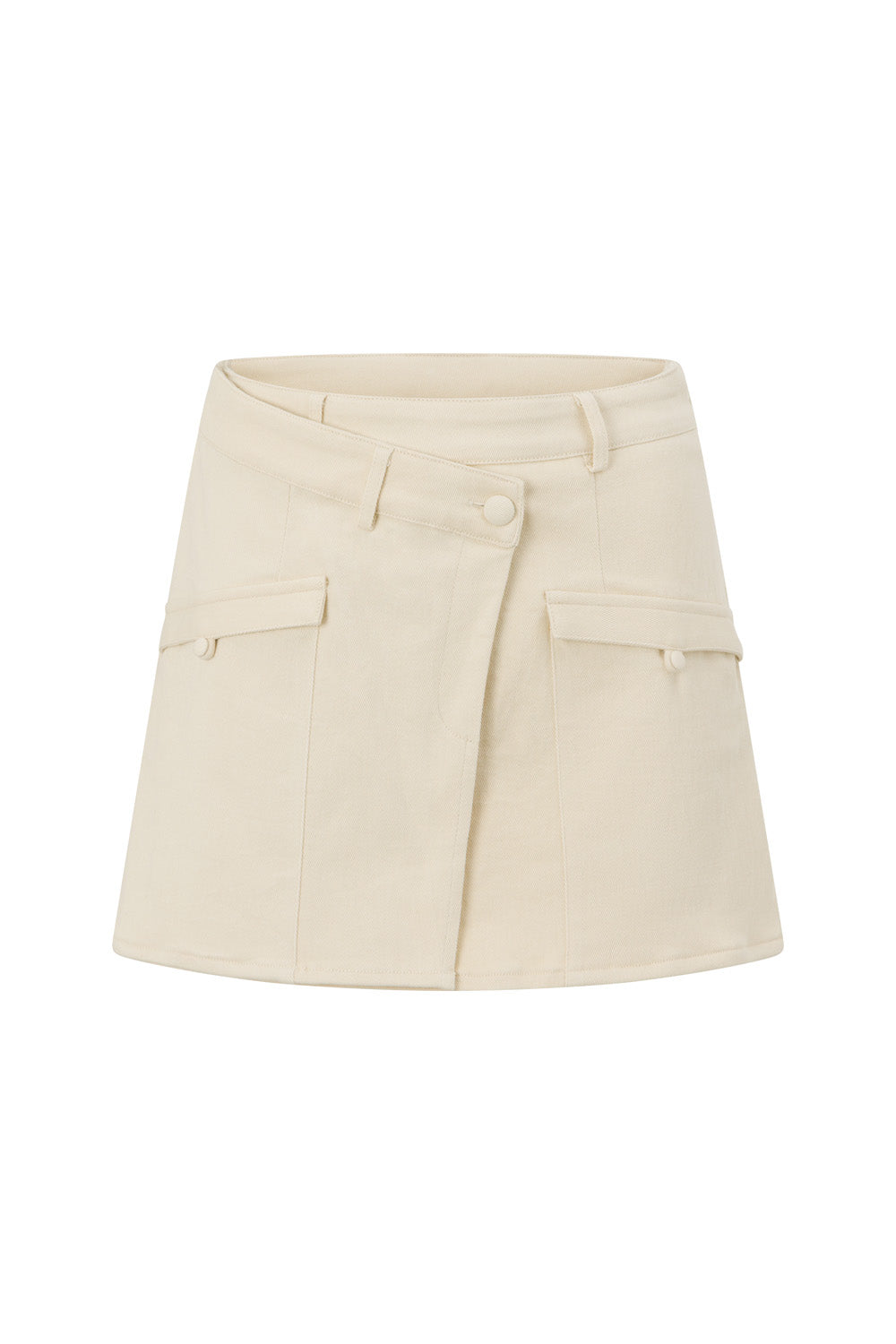 Cream Structured Twin Pocket Wrap Mini Breezy Skort – SABO