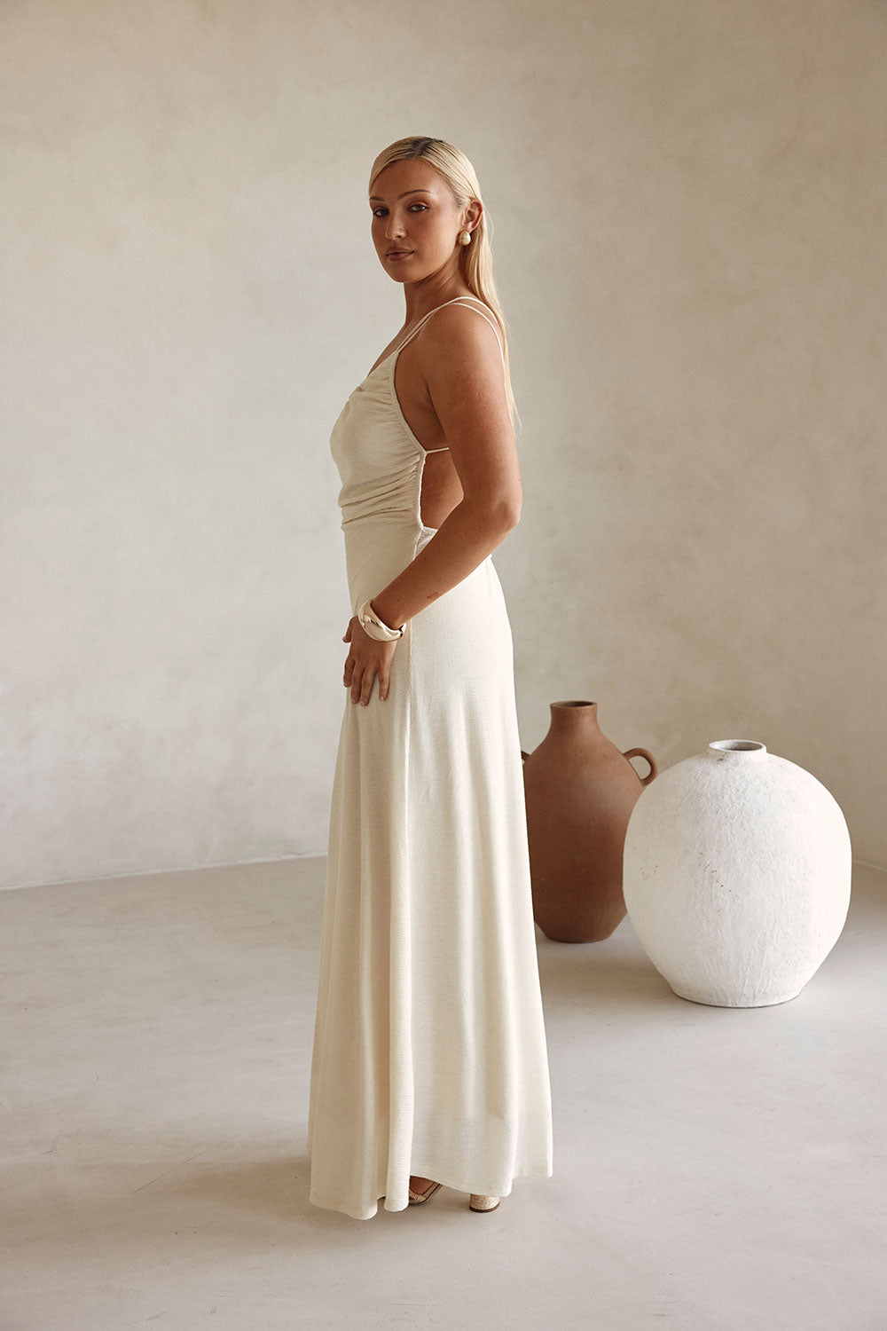 Bridal Cream One Shoulder Backless Maxi Emilee Dress XXL