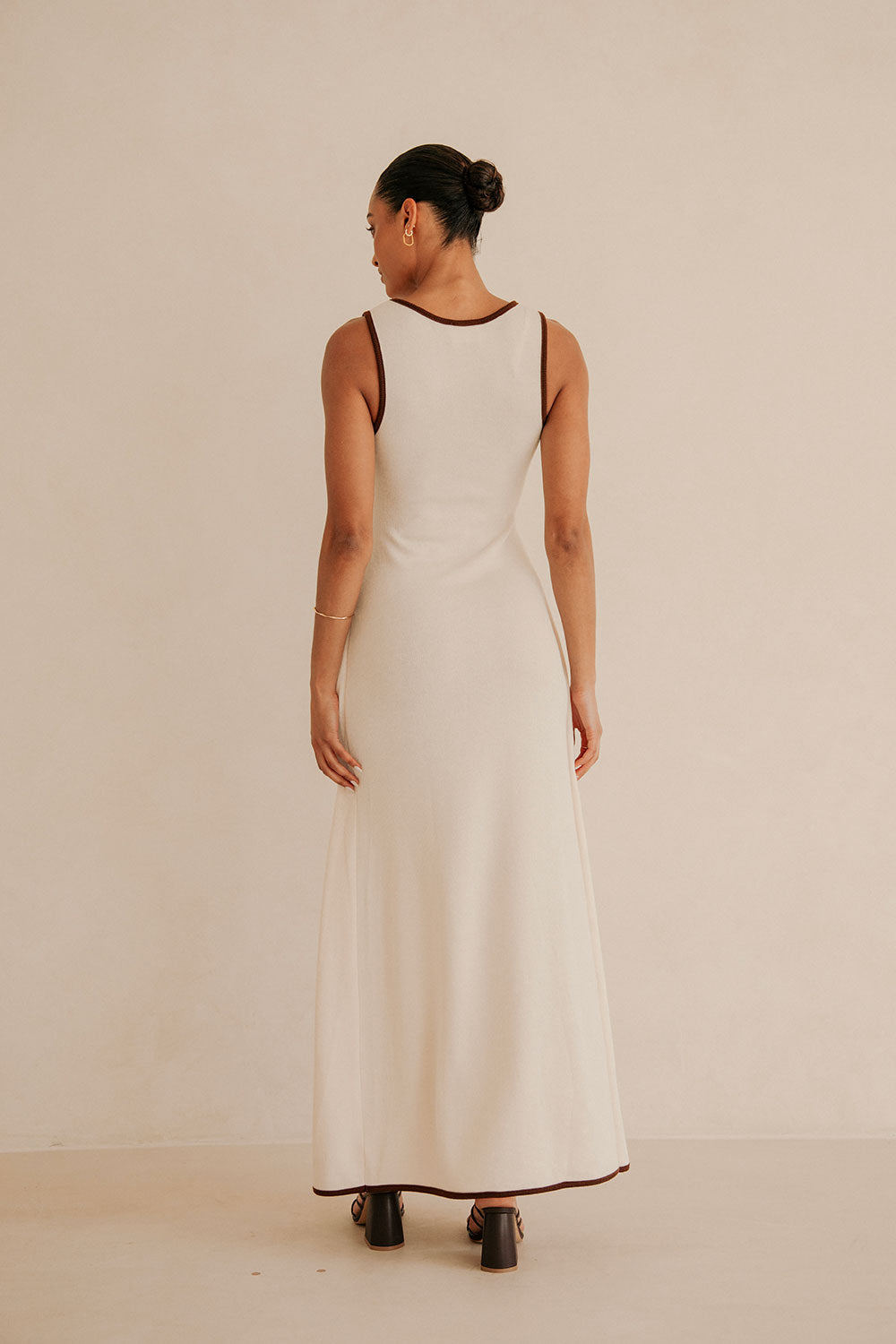 Jazmin V Neckline Tie Maxi Dress - Beige, Brown – SABO