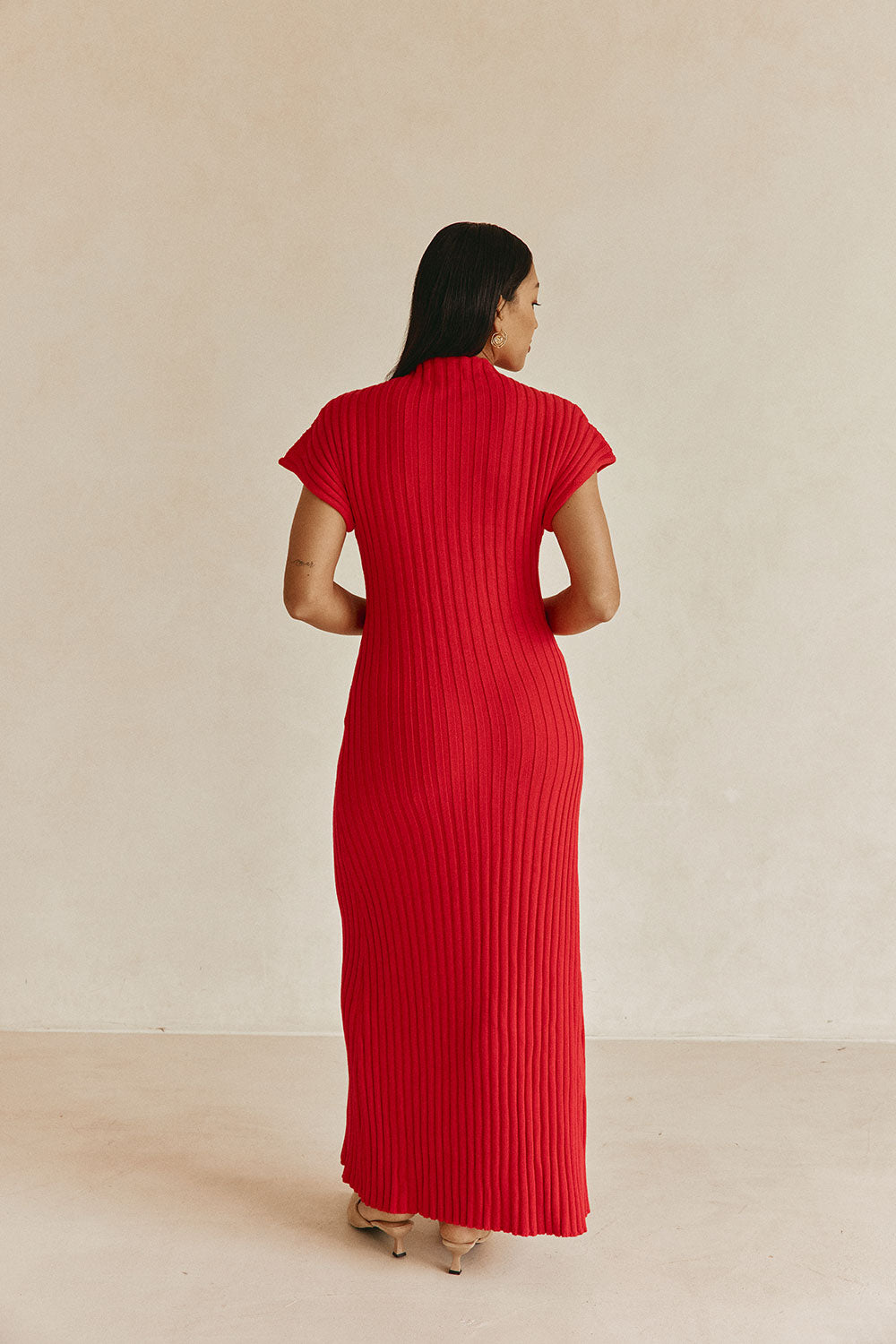 Red Rib Split Maxi Gemini Dress XS Red Rib Split Maxi Gemini Dress XS