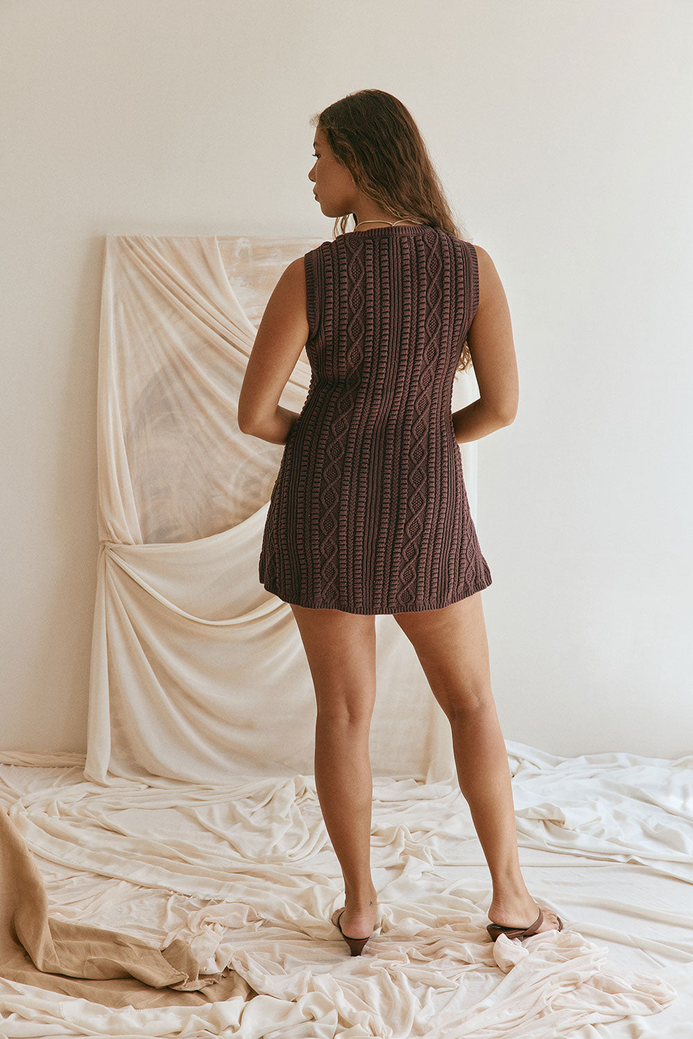 brown knit dress mini ASOS DESIGN high neck knitted mini dress in chocolate brown