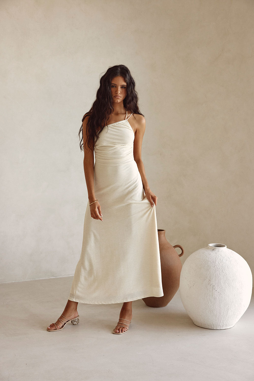 Bridal Cream One Shoulder Backless Maxi Emilee Dress XXL | by SABO Bridal Cream One Shoulder Backless Maxi Emilee Dress XXL | by SABO