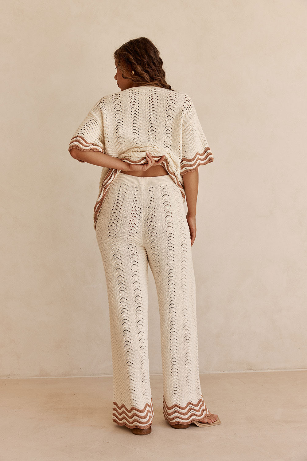 Cream Wavy Knit High Waist Janaya Pants – SABO