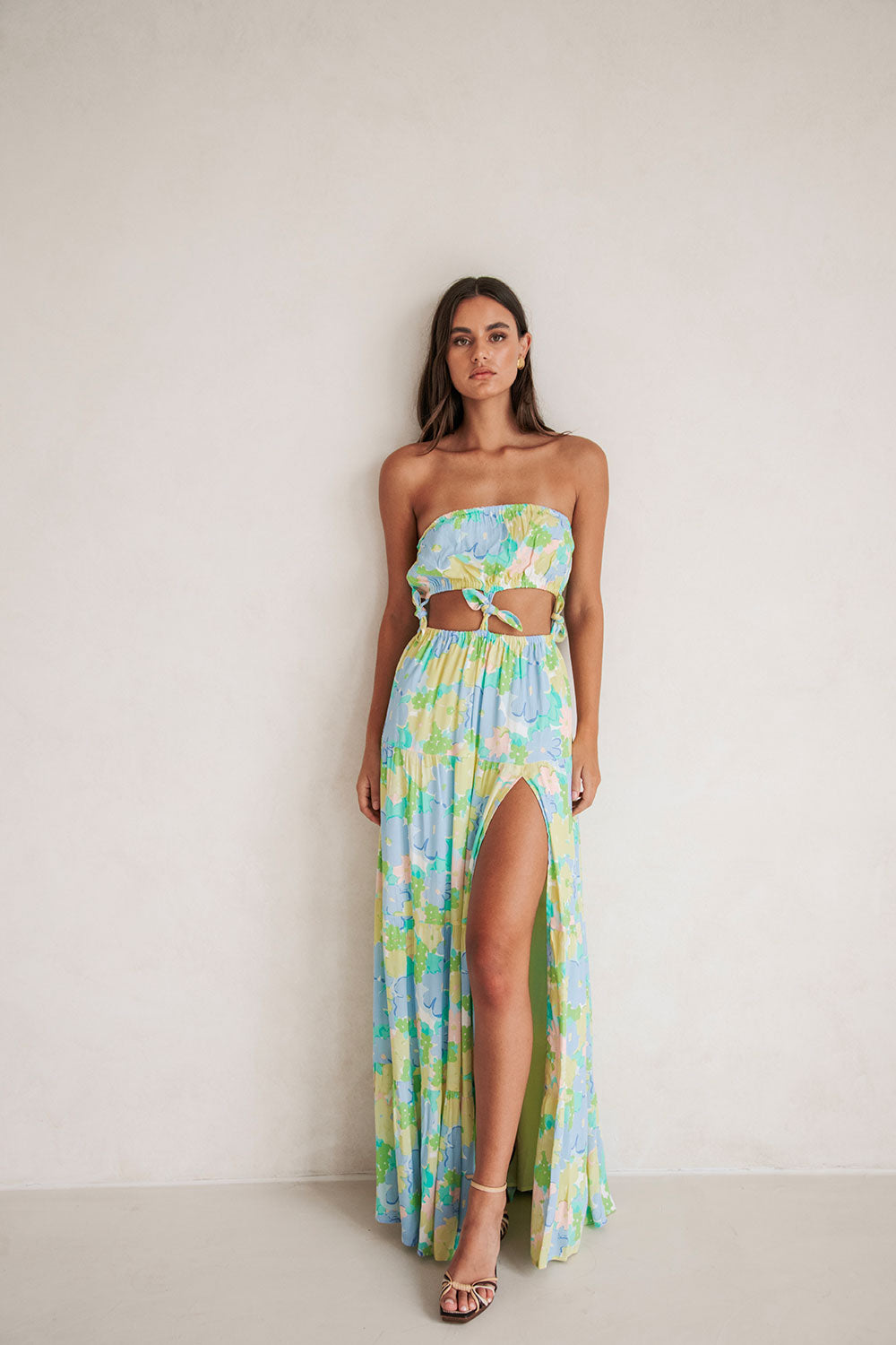 Yellow BLue Floral Dream Maxi Lili Dress – SABO