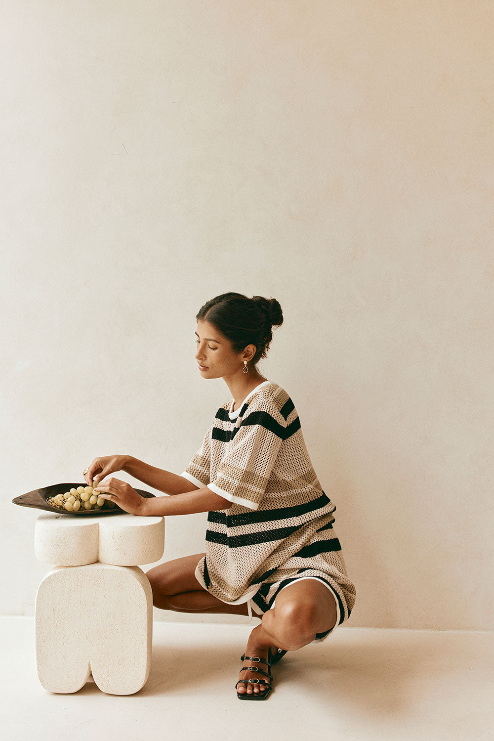 Quinn Stripe Shorts - Tan