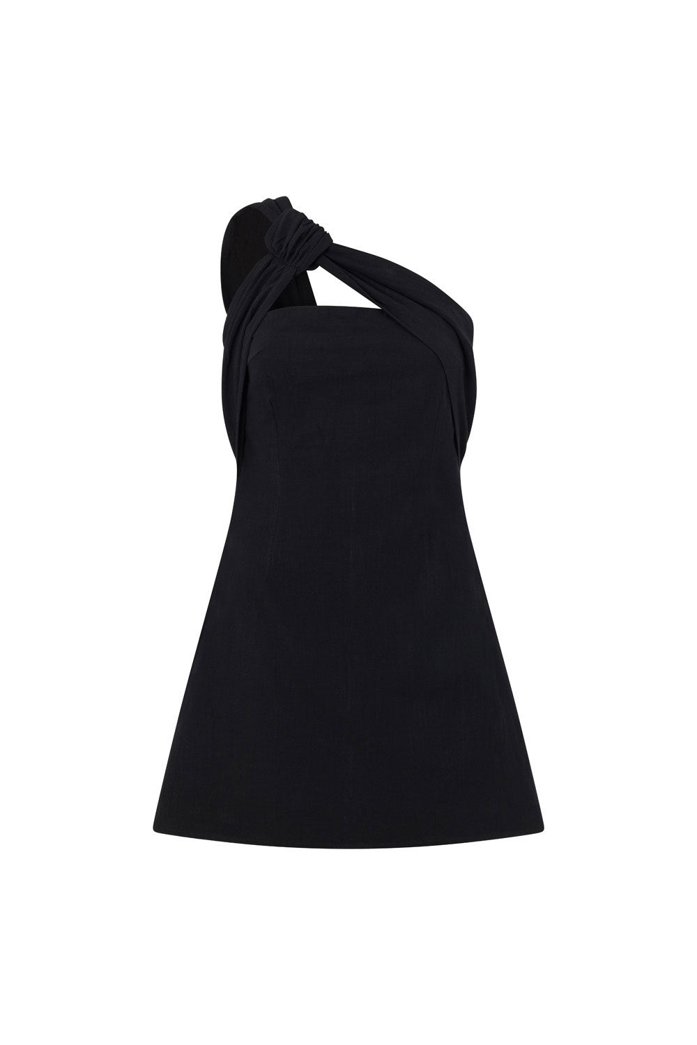 Black One Shoulder Cutout Mini Knot Dimmi Dress – SABO