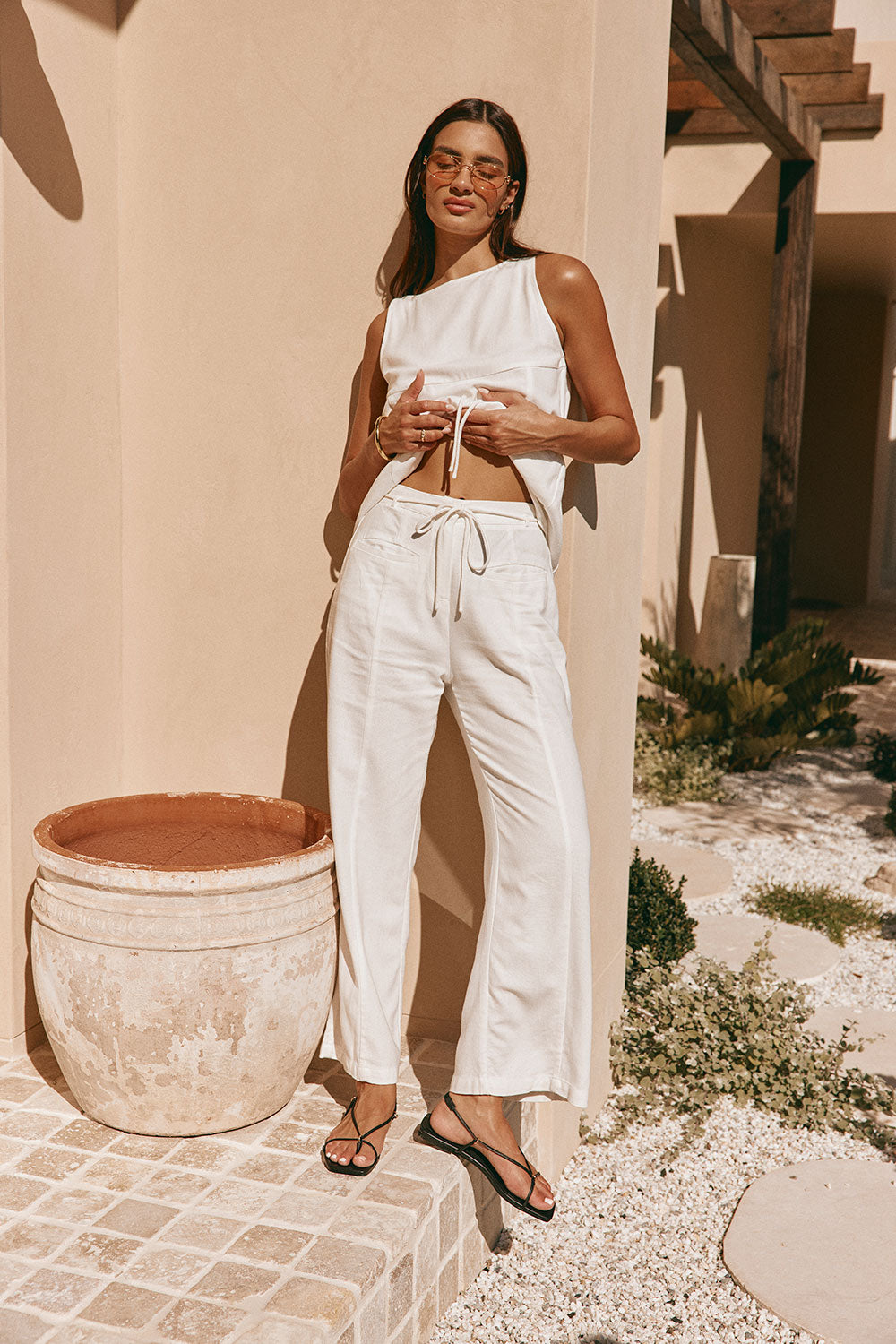 White High Waist Belt Hanoi Pants XXL | by SABO White High Waist Belt Hanoi Pants XXL | by SABO