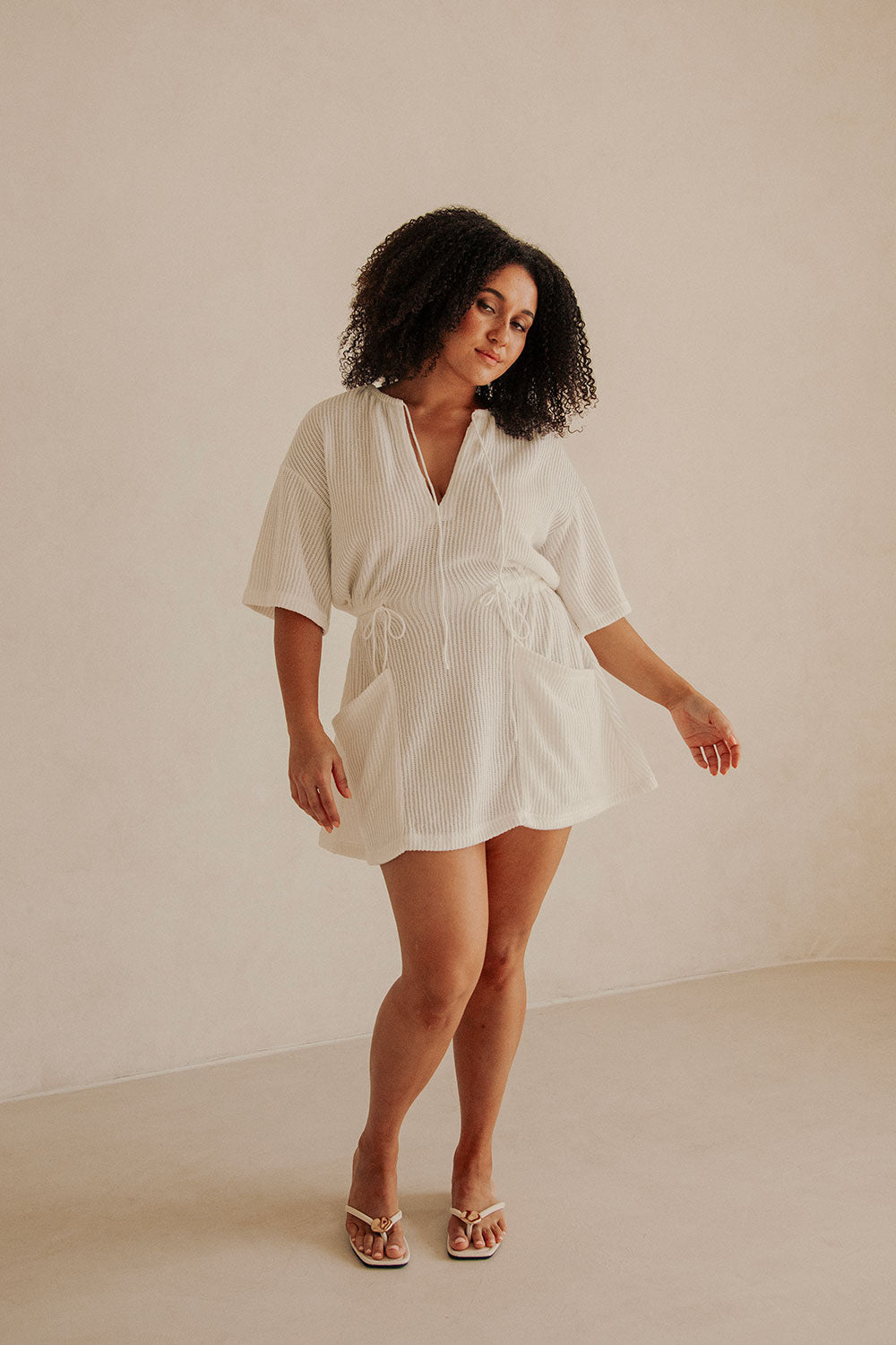 short scrunch dress Short Sleeve Ruched Panel Detail Draped Mini Dress In Yellow | EGO US