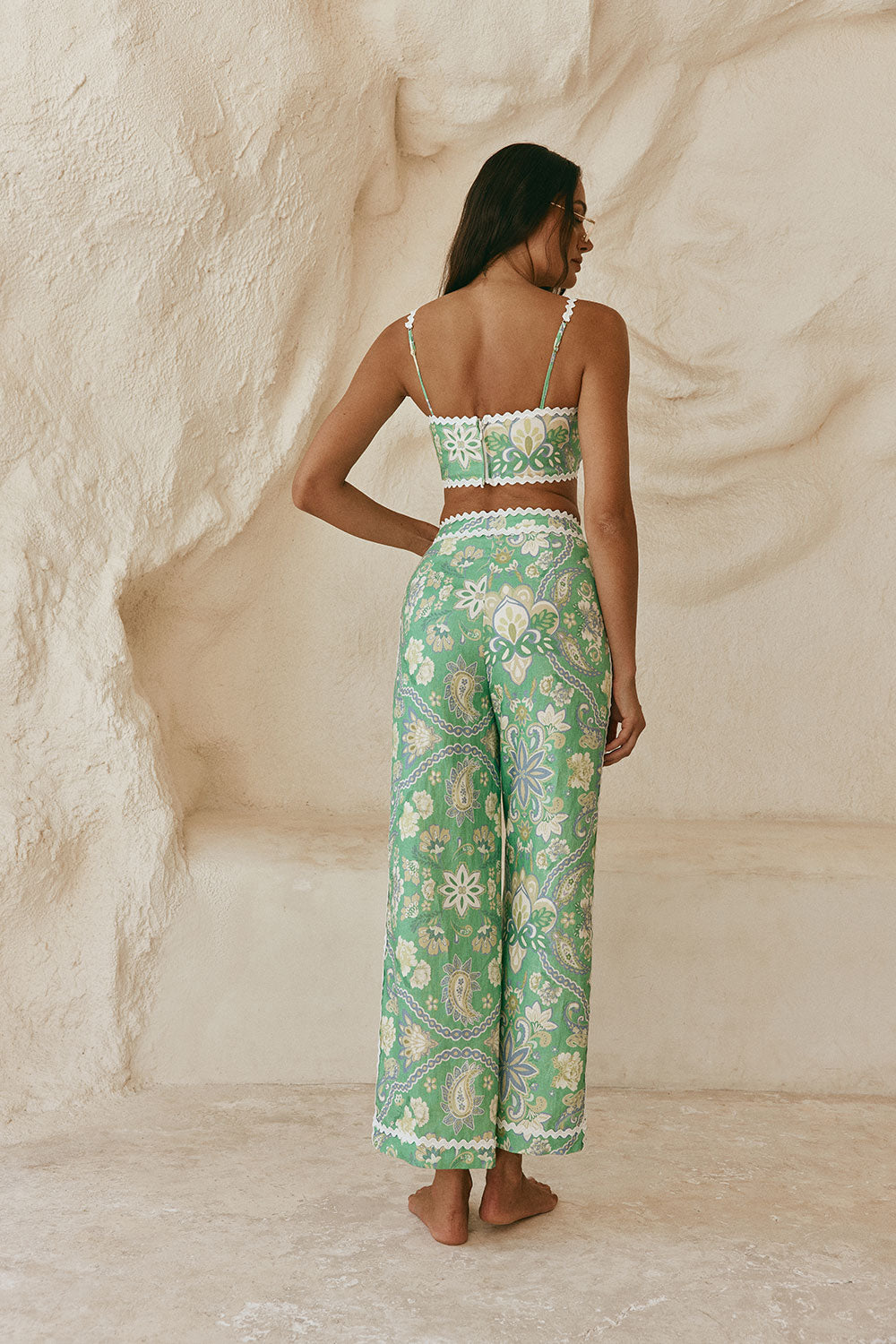 Green Floral Heritage print Kelia Trouser Pants – SABO