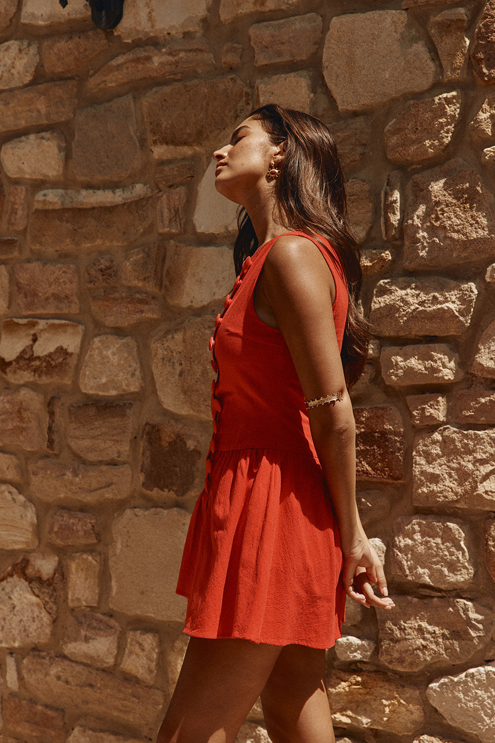 red romper dress Red Button Up Mini Alfresco Dress XXXL
